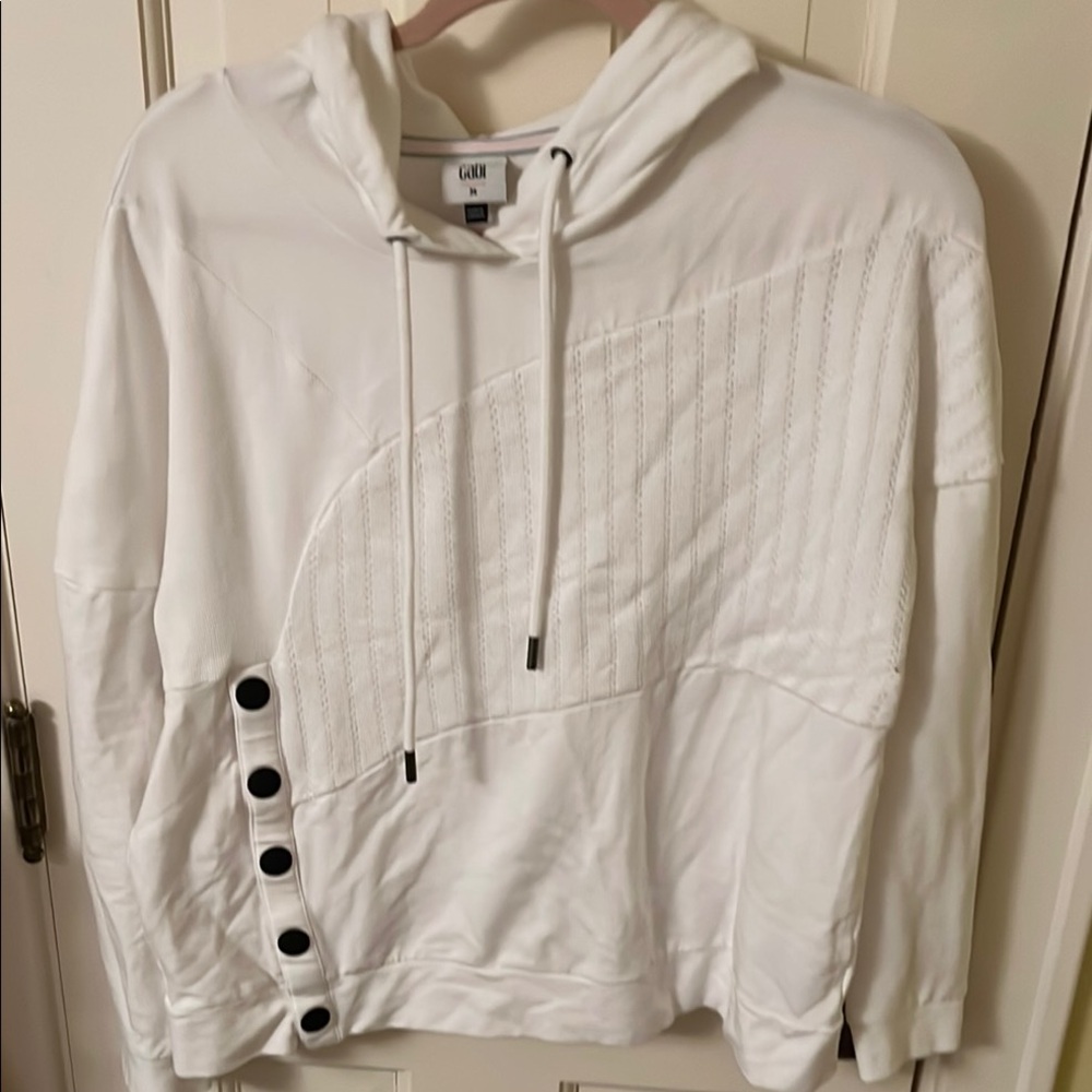 Cabi White Hoodie with Button Detail